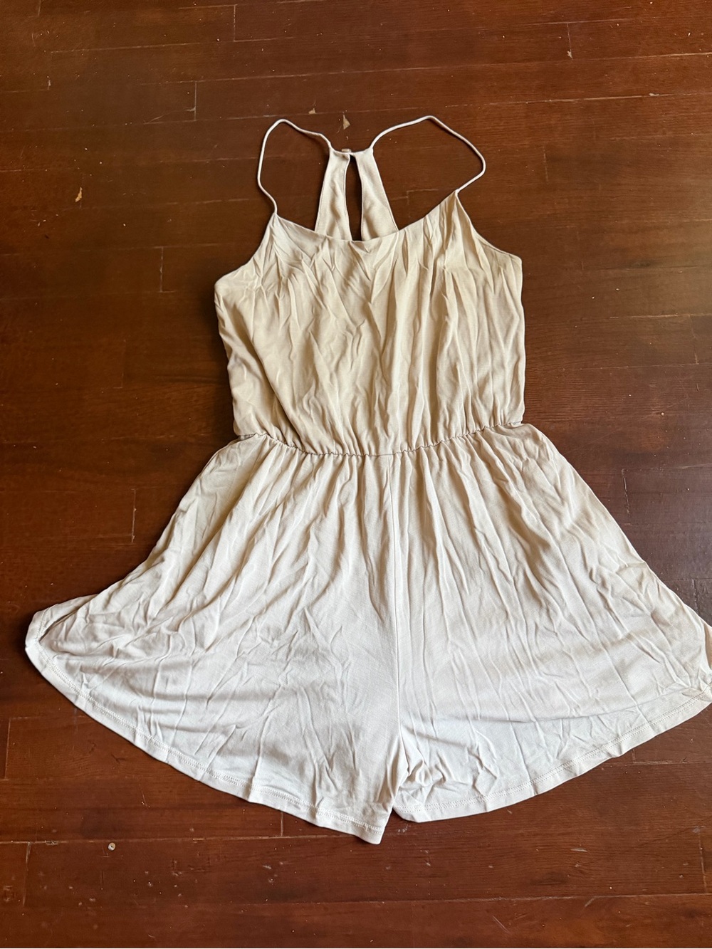 Cream Sleeveless Romper One-Piece size S